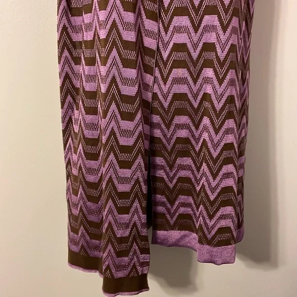Missoni Foulard Vintage Knit Purple Brown Striped Chevron Scarf - Picture 3 of 11